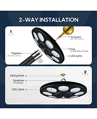 Yescom Solar Flag Pole Light 136 Led 2600mAh Bright White 7000K for 15 to 30 Ft Poles