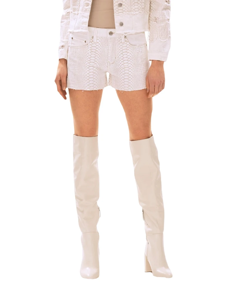 Blue Revival Women's Mila High-Rise Snake Print Denim Shorts