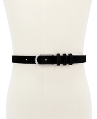 Michael Kors Silver-Tone Buckle Leather Belt