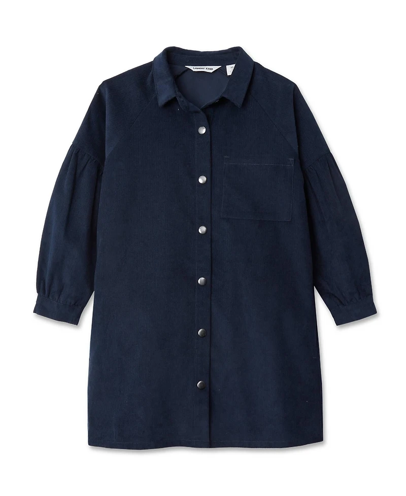 Lands' End Girls 3/4 Sleeve Corduroy Shirt Dress