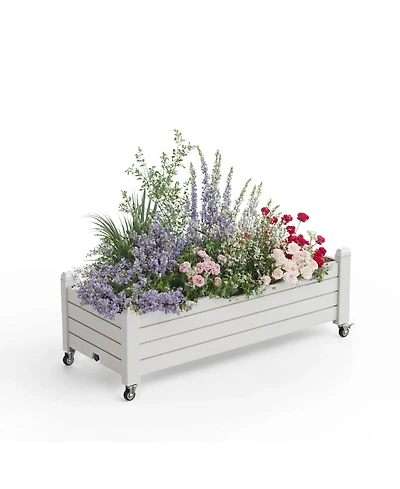 Chic Crate - Amitiel Outdoor Raised Garden Bed Planter Box With Wheels