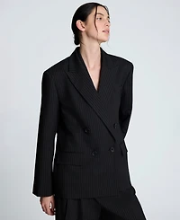 Kenneth Cole Juniors' Pinstripe Double-Breasted Boyfriend Jacket