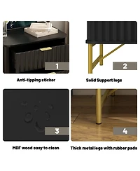 2-Drawer Nightstand with Metal Base