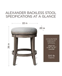 Maven Lane Alexander Backless Counter Stool, Reclaimed Oak w/ Ash Grey, Set of 3