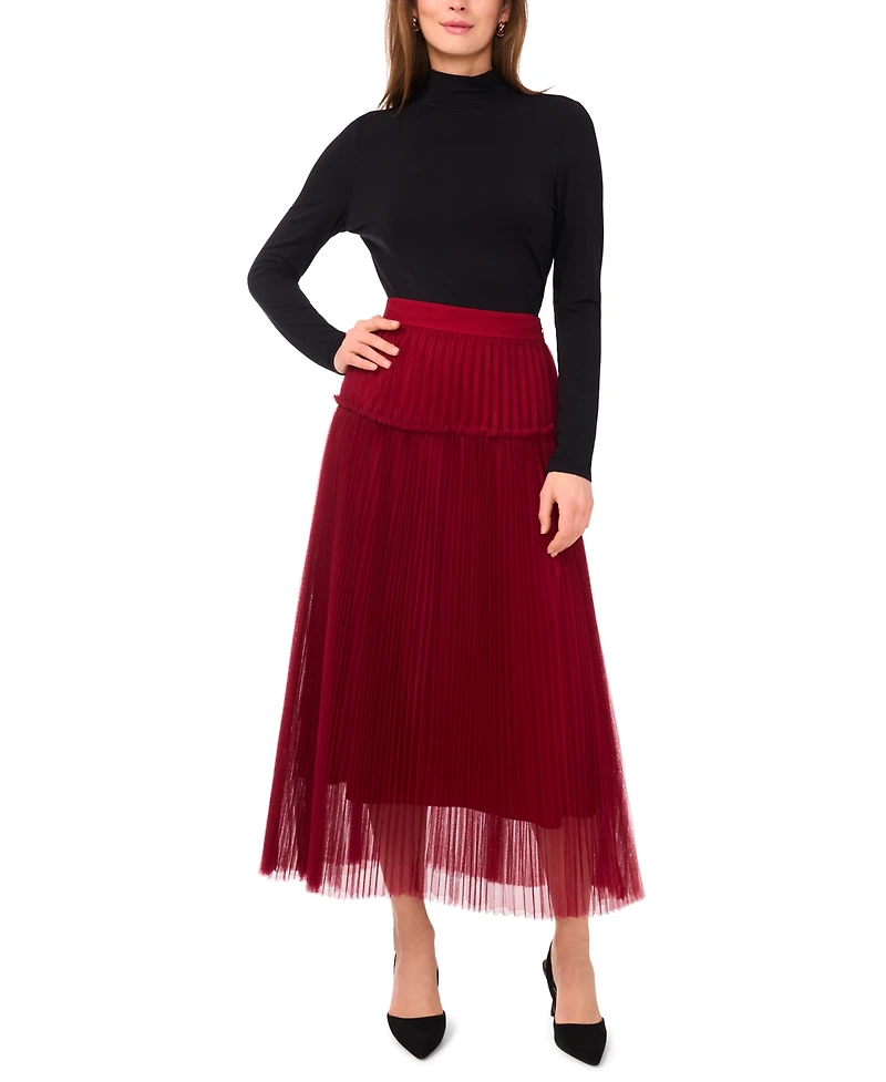 Vince Camuto Women's Pleated Pull On Midi Skirt