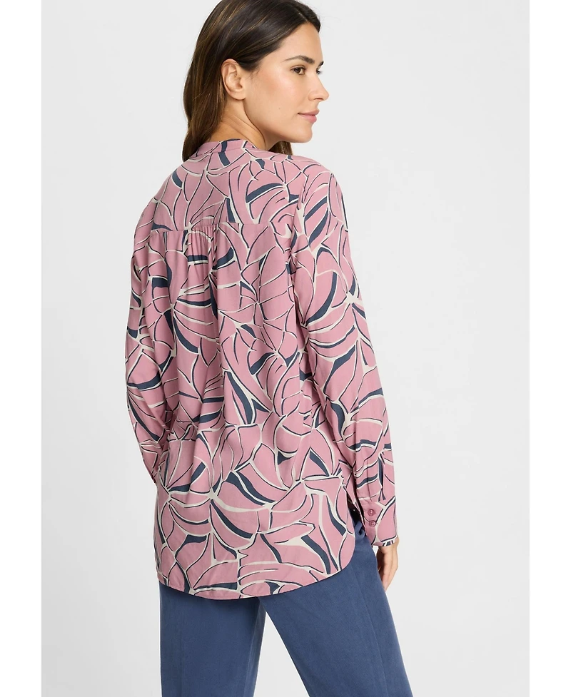 Olsen Women's Graphic Leaf Print Tunic Shirt