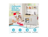Kids Kitchen Playset with Lights, Sounds, Microwave & Stove – White