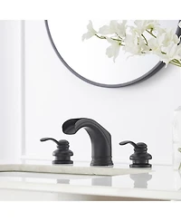 Greenspring 8 in. Waterfall Widespread 2-Handle Bathroom Faucet With Pop-up Drain Assembly in Spot Resist Matte Black