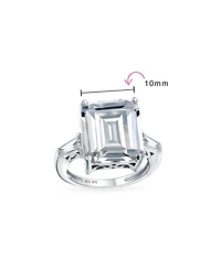 Bling Jewelry Art Deco Style 7CT Cz Emerald Cut Solitaire Statement Ring Sterling Silver Baguette Side Stones