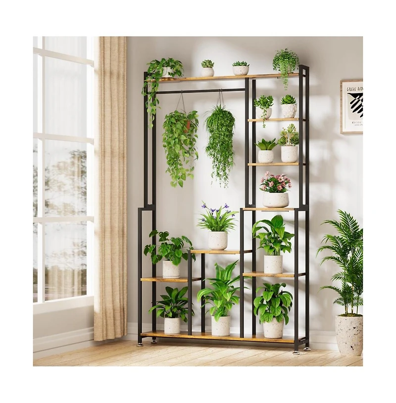 Chic Crate 71 Indoor Plant Stand with Grow Light 8 AeTier Heavy AeDuty Metal Shelf for Living Room, Balcony & Garden