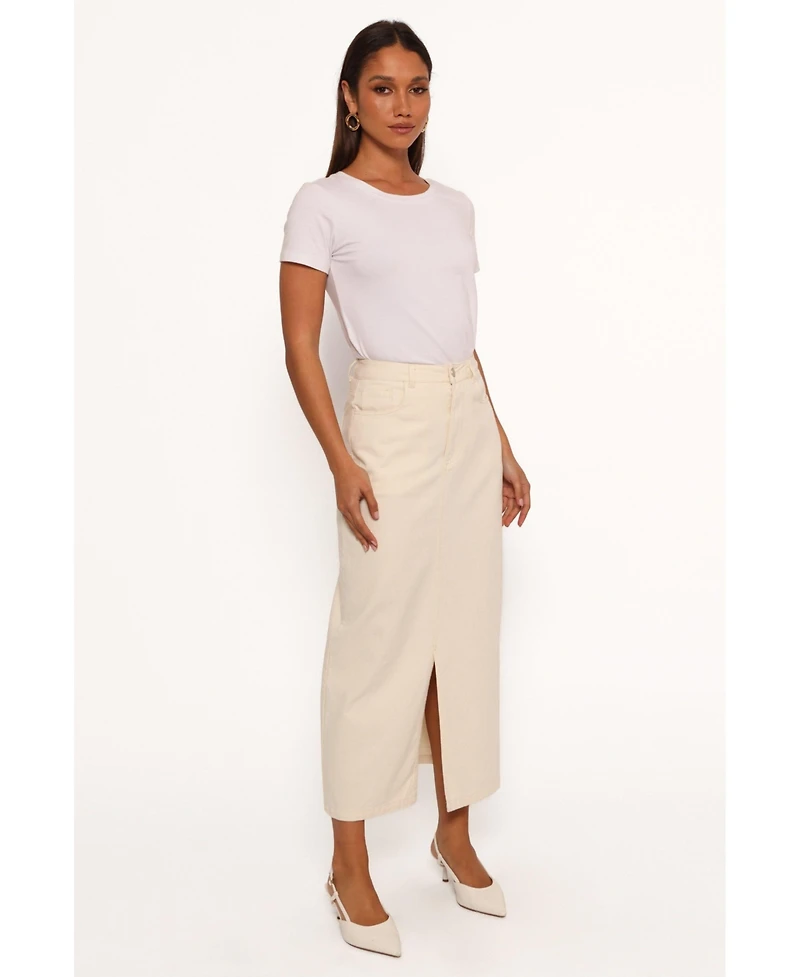 Petal and Pup Women's Kellen Corduroy Midi Skirt - Cream L