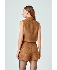 endless rose Women's Tweed Short Sleeveless Jacket
