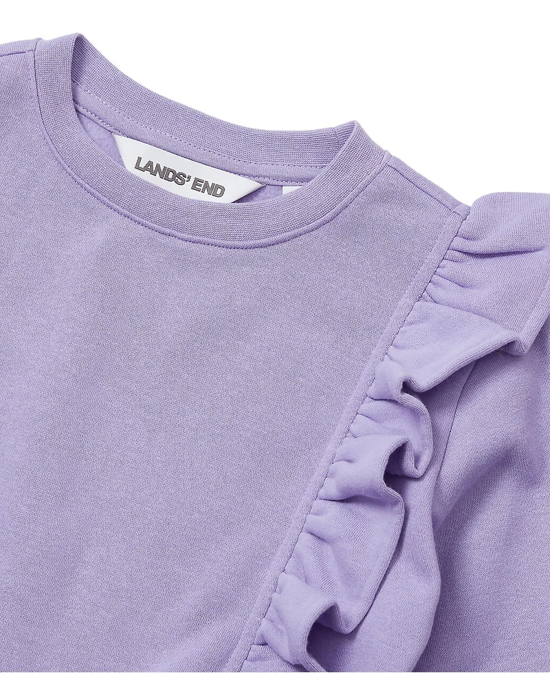 Lands' End Girls Long Sleeve Cozy Fleece Ruffle Sweatshirt