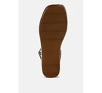 Sephone Woven Square Toe Wedges Sandals Women