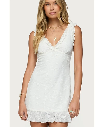Edikted Womens Shayla Ruffle Textured Mini Dress