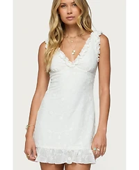 Edikted Womens Shayla Ruffle Textured Mini Dress