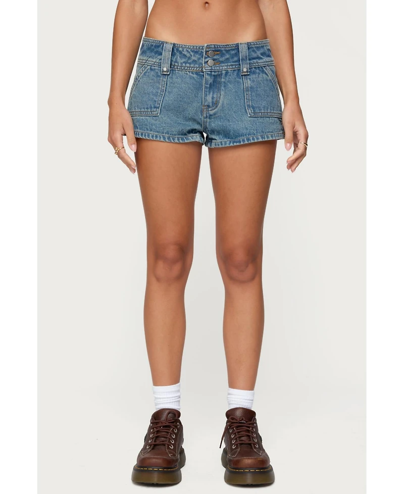 Edikted Women's Keinan Low Rise Denim Shorts