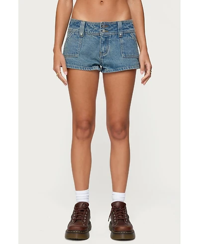 Edikted Women's Keinan Low Rise Denim Shorts