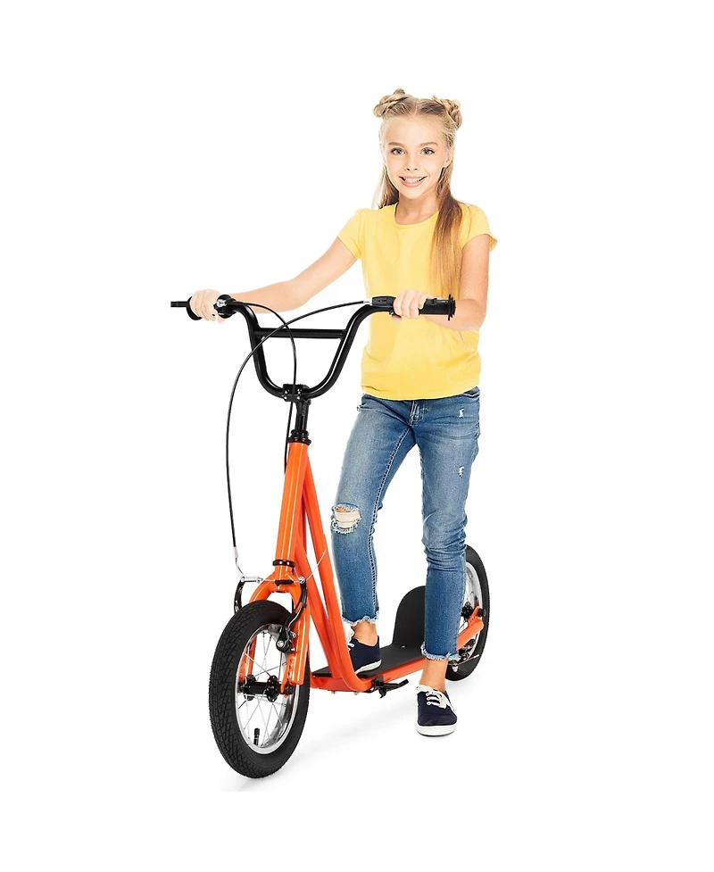 Height Adjustable Kid Kick Scooter with 12-Inch Air-Filled Wheel – Orange