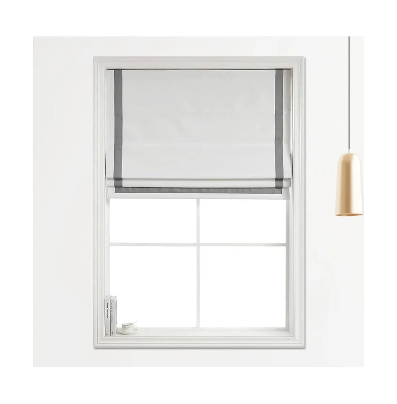 Shadisfy Cordless Pull Down 100% Blackout Roman Shade with Ribbon Border 29"x64"