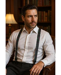 Trafalgar Men's The Arcane Storm Silk Button End Novelty Suspenders
