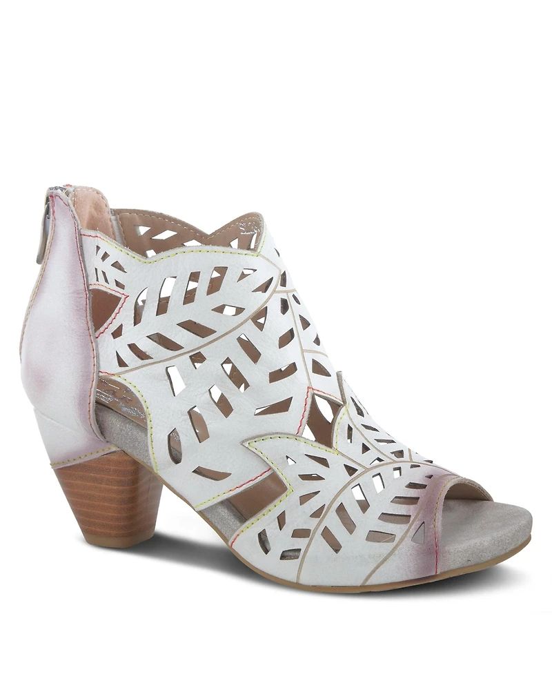 L Artiste Women s Icon Laser-Cut Leather Bootie with Ombre Edge and Zipper Closure