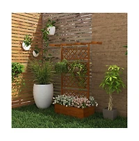 Chic Crate Outsunny Wood Planter with Trellis Privacy Screen