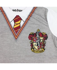 Harry Potter Intimo Boys' Gryffindor Uniform With Cape 3-Piece Kids Pajama Set Sleepwear
