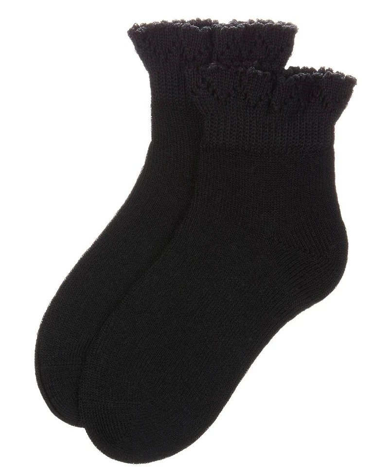 Memoi Little Girls Crochet Ruffle-Trim Mercerized Cotton Blend Ankle Sock