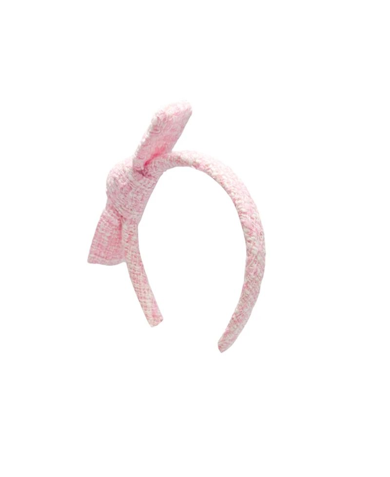 Bits & Bows Tweed Girls' Bow Headband in Pink