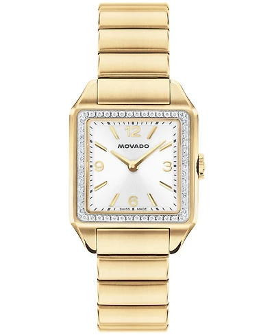 Movado Women's 1917 Lab Grown Diamond Swiss Quartz Gold Stainless Steel Watch, 25 x 34.1mm