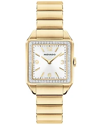Movado Women's 1917 Lab Grown Diamond Swiss Quartz Gold Stainless Steel Watch, 25 x 34.1mm