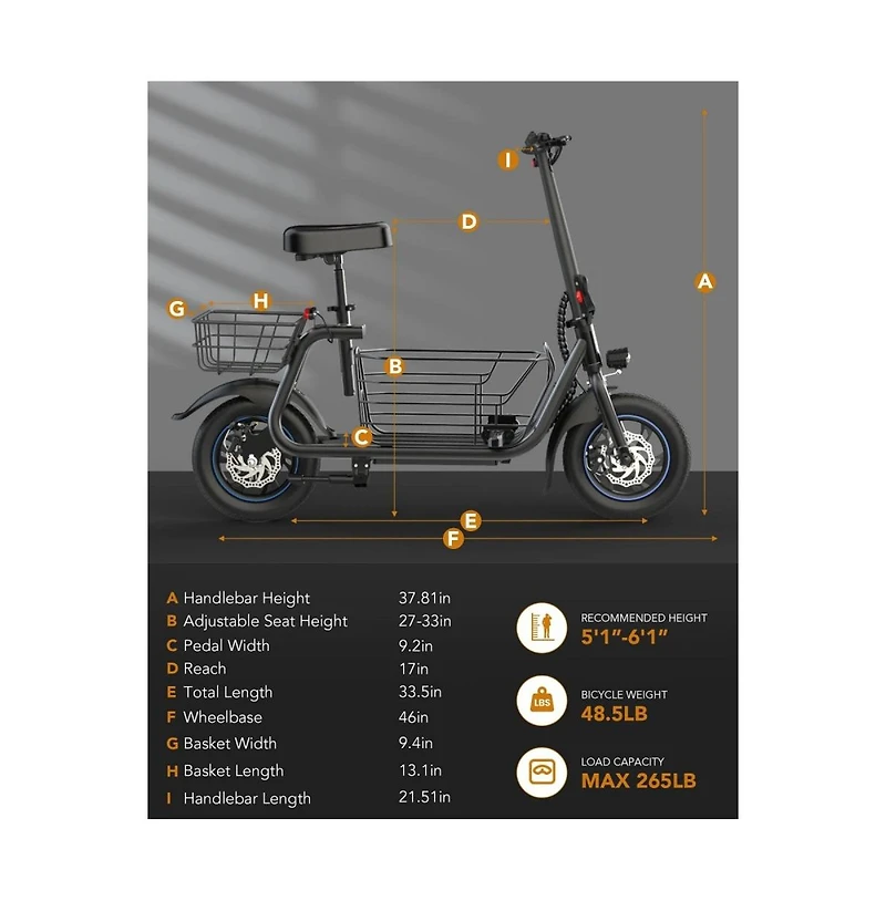 Adults Electric Scooter: Foldable, 550W Motor (18.6 Mph/20 Miles), Large Middle Basket & Seat – Perfect for Pets & Cargo