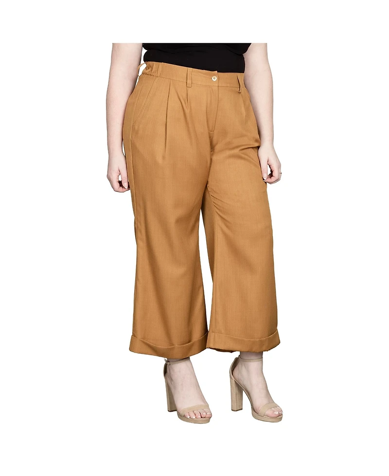 Standards & Practices Plus Pleated Front Cropped Wide Leg Pants