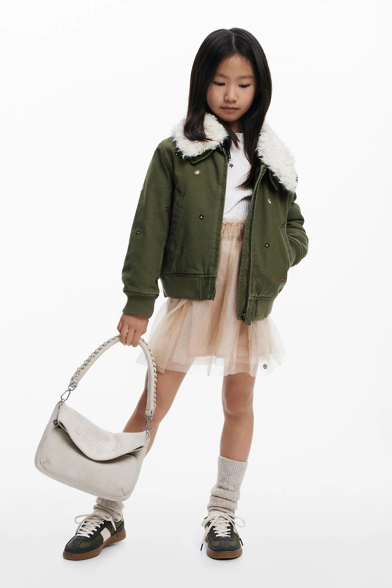 Desigual Girls's Fur collar bomber jacket