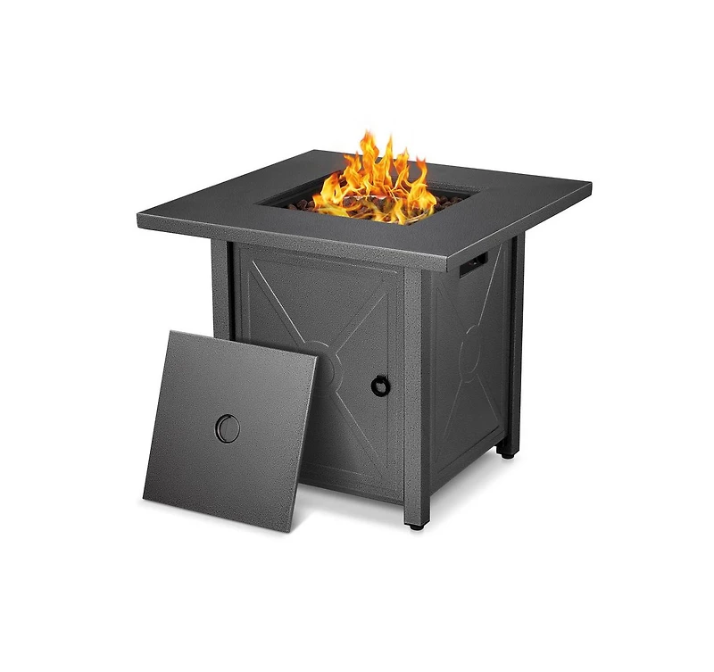 Zafro 28" Propane Fire Pit Table, 40,000 Btu Outdoor Gas Fire Table with Lid, Rain Cover, and 3 lbs Lava Rocks for Patio, Backyard, or Garden