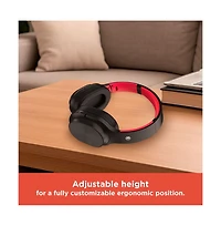 RadioShack Wireless Bluetooth 5.3 Headphones 15 Hour Playtime, Adjustable Height, 3304394 Black & Red