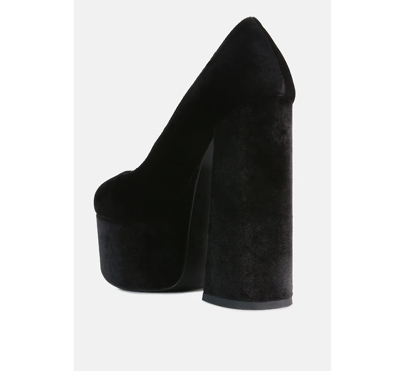 Old Novelty Platform Heel Velvet Pumps Women