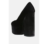 Old Novelty Platform Heel Velvet Pumps Women