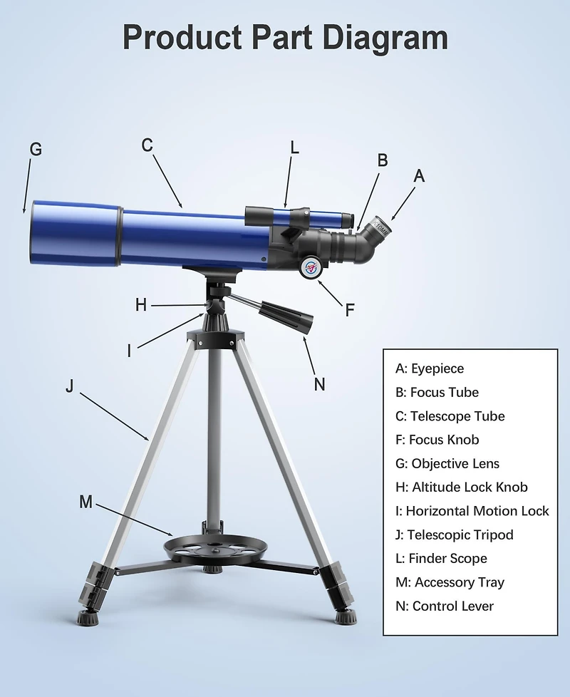 Sugift 80mm Astronomical Refractor Telescope for Beginners with 150× Magnification, Adjustable Tripod, Phone Adapter and Carry Bag