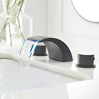 8 in. Widespread 2-Handle Bathroom Faucet With Led Light And Pop Up Drain in Matte Black
