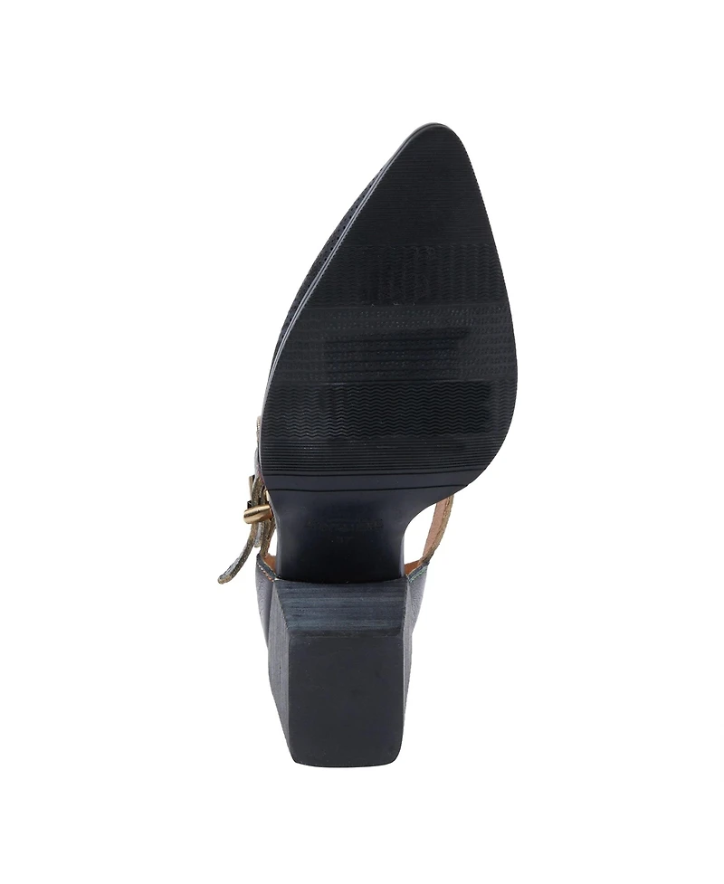 L Artiste Women s Daretobe Leather Shooties with Pointed Toe, Laser Cutouts, Adjustable Straps & Back Zipper