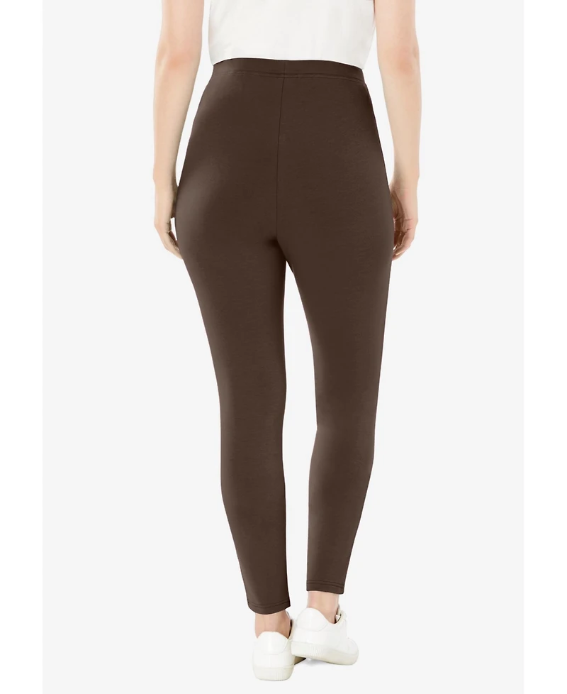 Woman Within Women's Stretch-Cotton Knit Pull-On Leggings