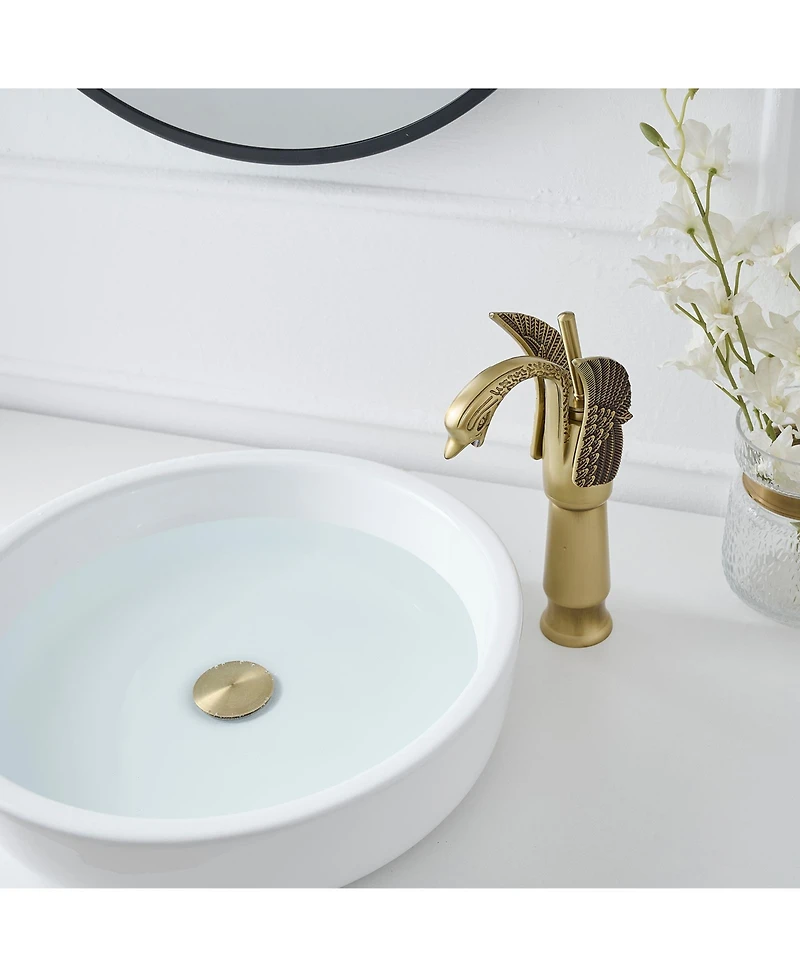 Greenspring Swan Single Hole Handle Bathroom Vessel Sink Faucet With Pop Up Drain