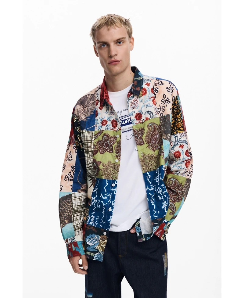 Desigual Men's Patch-effect carp shirt
