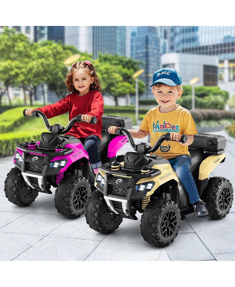 Gymax 6V Kids Ride On Atv w/ Music & Spray Function Usb Port Storage Box Toy Car