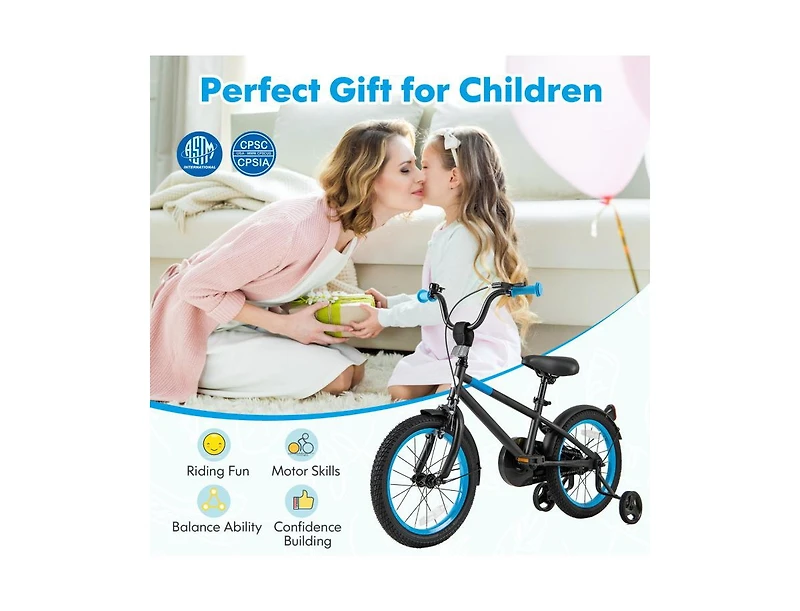 16" Kids Bike with Adjustable Handlebar and Saddle - Black
