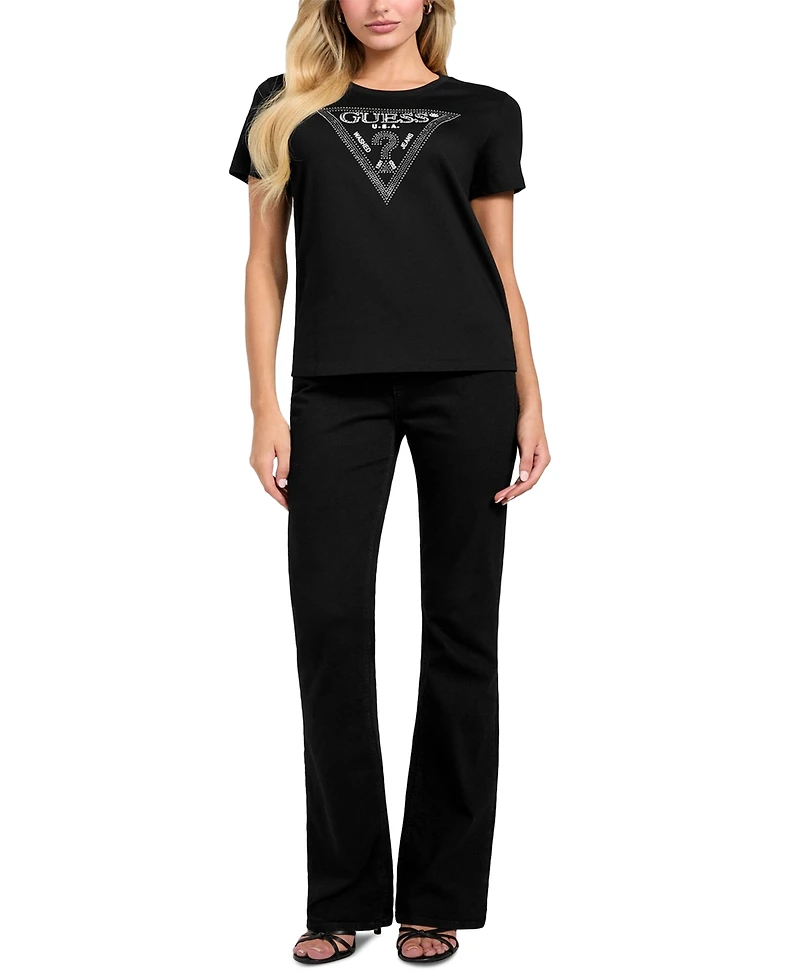 Guess Women's Embellished Triangle Short Sleeve T-Shirt