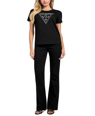 Guess Women's Embellished Triangle Short Sleeve T-Shirt