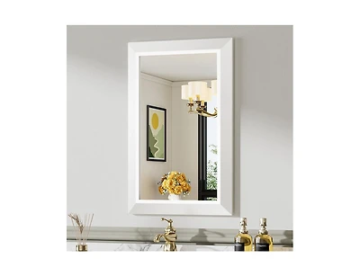 Amorho Bathroom Mirror, 24" x 16" Inch Thick Metal Framed Wall Mirrors for Over Sink, Bedroom, Living Room, Entryway